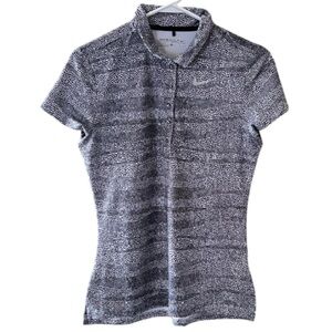 Nike Golf Monochrome Patterned Polo Shirt Size Small Collar, Buttons, Athletic